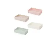 Soap Tray Holder Container With Drainage Grid, Soap Box Plate With Sponge Pad 4 Pcs