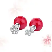 [HAPINARY] 1 Pair White Gold Plated Christmas Antlers Earrings Snowflake Studs Women's Jewelry for Occasion