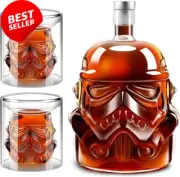 Creative Transparent Whiskey Decanter Set Helmet Design | 750ml Carafe 2 Glasses