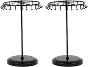 Auto-plaza Pair of 23 Hooks Brass Spinning Jewelry Tree Rotate Display Stand Jewelry Organizer (Black)
