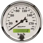 Auto Meter Old Tyme White Speedometer3-1/8" In-Dash Programmable 0-190 kph