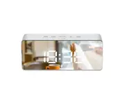 Mirror Alarm Clock Multifunctional Silent LED Digital Alarm Clock - WHITE