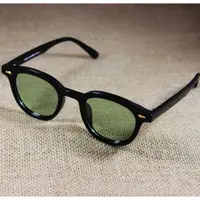 在飛比找ETMall東森購物網優惠-vintage日系復古炫酷黑色框綠黃片偏光太陽眼鏡男女同款潮