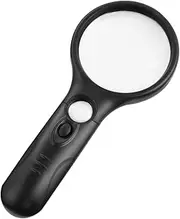 Ipetboom LED Light Magnifier Magnification Handheld Magnifying Glass with Ergonomic Grip and LEDs for Reading Inspection Seniors and Low