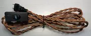 6 ft Twisted Cloth Covered Lamp Cord With Switch Button & Molded Plug 18 Gauge