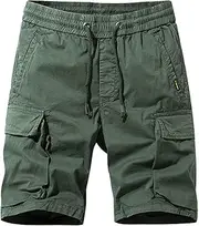 Summer Cargo Short for Mens Button Pull On Loose Fit Quick Dry Hiking Outdoors Vacation Bottoms with Zipper Pocket