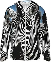 [LHBWCVN] UPF 50+ Light Jacket Full Zip Sun Protection Hoodie for Women Men Long Sleeve Zebra Sun Shirts