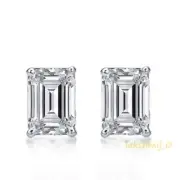 2.40CT Emerald Cut Diamond Solitaire Stud Jewelry Earrings 14K White Gold Finish