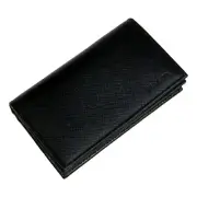 Prada Mens Saffiano Flap Card Holder Wallet Black NEW