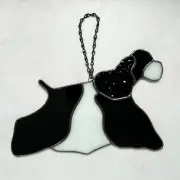Handmade Stained Glass American Cocker Spaniel Show Dog - Black and White Parti