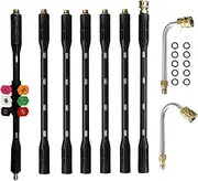 YUET Upgrade Pressure Washer Extension Wand, 9 Pack Power Washer Lance with 6 Spray Nozzle Tips, Gutter Cleaner Attachment Curved Rod, 1/4" Quick Connect, Anti-Leaked Ring Replacement, 4000PSI