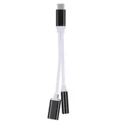 2Pcs 2 in 1 Type-C Headphone 3.5mm Jack Adapter Audio Cable for Samsung Xiaomi Huawei Letv BLACK COLOR