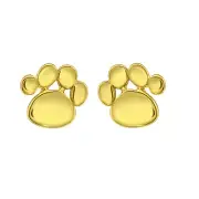 14K Gold on 925 Sterling Silver Dog Puppy Paw Print Stud Earring Girls Women