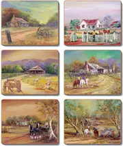Country Kitchen Homesteads Cinnamon Cork Backed Placemats Set 6