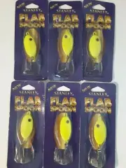 6-pack lot OF STANLEY FLAB SPOONS - 7/8 0z chartreuse (S-5804)