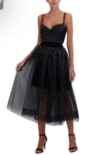 NWT BCBGMAXAZRIA Women's Pull on a Line Midi Tulle Skirt Sz2 $278 Retail