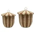 Woven Storage Basket Container Dirty Clothes Hamper with Lid Laundry Hamper