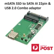 mSATA SSD to SATA III 22pin & USB 2.0 Combo adaptor