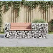 Garden Bench Garden Bench with Gabion Basket Solid Wood Douglas