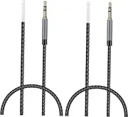 DOITOOL Set of 2 3.5mm Headphone Cords Braided Audio Cable 30cm Length Gold Plated Noise- Sound Replacement Cable
