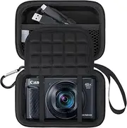 [Lacdo] Camera Carrying Case for Canon PowerShot SX740 / SX730 / SX720 / SX620 Digital Camera, Protective Camera Storage Trave Bag, Mesh Bag Fits Batteries, Cable, Memory Card, Card Reader, Black+Black