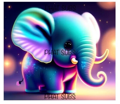 20oz Sublimation Tumbler Wrap Glitter Elephant Ready To Press Print