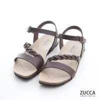 在飛比找Yahoo奇摩購物中心優惠-ZUCCA-編織皮交紋扣環涼鞋-棕-z7008ce