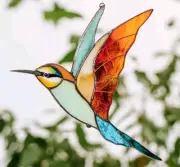 New Design AUSTRALIAN RAINBOW BEE EATER In FLIGHT Stained Glass Bird SUNCATCHER