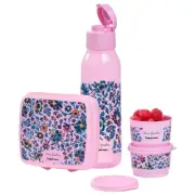 Tupperware Vera Bradley CLOUD VINE 4pc Set Bottle Snack Cups Sandwich Keeper New