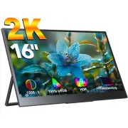 16 Ich Portable Monitor For Laptop PC IPS 2560x1600 2K 16:10 Gaming Screen