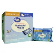 Great Value Fresh Scent Flushable Wipes, 10 Resealable Packs, 420 Total Wipes