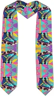 [SKKNT] Retro Colorful Roller Skates Print Graduation Shawl Stole For Academic Commencements Honor Sash Congratulations Gift