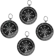 4Pcs Portable Keychain Compass Aluminum Alloy Navigation Pendant for Camping Hiking and Outdoor Sports Compact and Accurate Pocket Compass for Travel Survival Gear