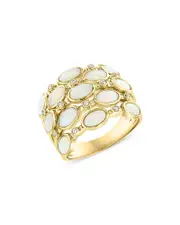 Bloomingdale's Fine Collection Opal & Diamond Multirow Statement Ring in 14K Yellow Gold