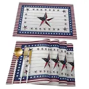 Independence Day Placemats Cotton Linen Table Mats Set of 6 Pentagramase0202