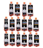 16 Pack PGI-35 BK CLI-36 C Ink Cartridges Set for Canon Pixma iP100 iP110 TR150
