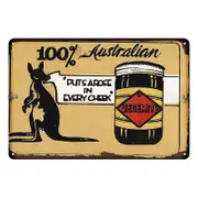 Tin Metal Sign Vegemite 100% Australian 20x30cm Rustic Look Vintage