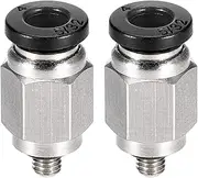 uxcell Straight Pneumatic Push to Quick Connect Fittings M3 Male X 4mm Tube OD Silver Tone 2pcs