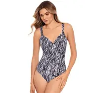 Miraclesuit Tummy Control Underwire Bra Chevron Python Siren One Piece Swimsuit