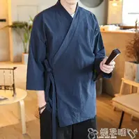 在飛比找樂天市場購物網優惠-居士服七分袖漢服男古裝側開襟中國風道袍樸素田園居士禪意傳統文