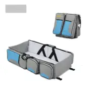 NNEDSZ Grey-Blue Patchwork Multifunctional Foldable Baby Crib Mommy Bag | Large