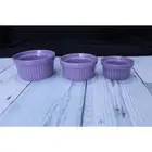 Royal Norfolk Set 3 Purple Lavendar Ribbed Nesting Ramekins Bowls Dishes -New