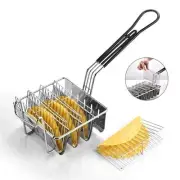 Taco Fryer Basket Holds 4 Shells V Shaped Rubber Grip Handle Stainless Steel EUJ