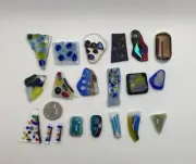 Fused Art Glass For Jewelry Crafts Hand Made Some Textured Lot of 20