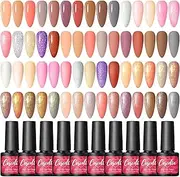 COSCELIA Gel Nail Polish Set 20 Colors Gel Nail Polish Kit Pink Nude White Brown Red Orange Golden Glitter Fall Winter Colors Gel Polish Set Nail Art Salon DIY Home 7ML