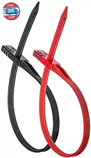 Quickzip Zip-Tie Multi-Purpose Combo Lock 2 Pack Red/Black, One Size
