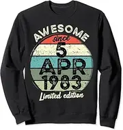 [X.Style] 40 Year Old Birthday Tshirt 5 April 1983 40th Birthday Sweatshirt ds508 Sweater (M) Black