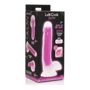 LoLLICOCK 7" Glow-in-the-Dark Silicone Dildo with Balls - Model LGC-7, Purple, f