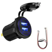 Dual USB Car Fast Charger 4.2A Switch Socket Power Outlet Adapter Waterproof (for: Smart)