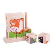 Bigjigs Toys Wooden Chunky Stacking Puzzle Blocks 4-in-1 Preschool Puzzle Toy